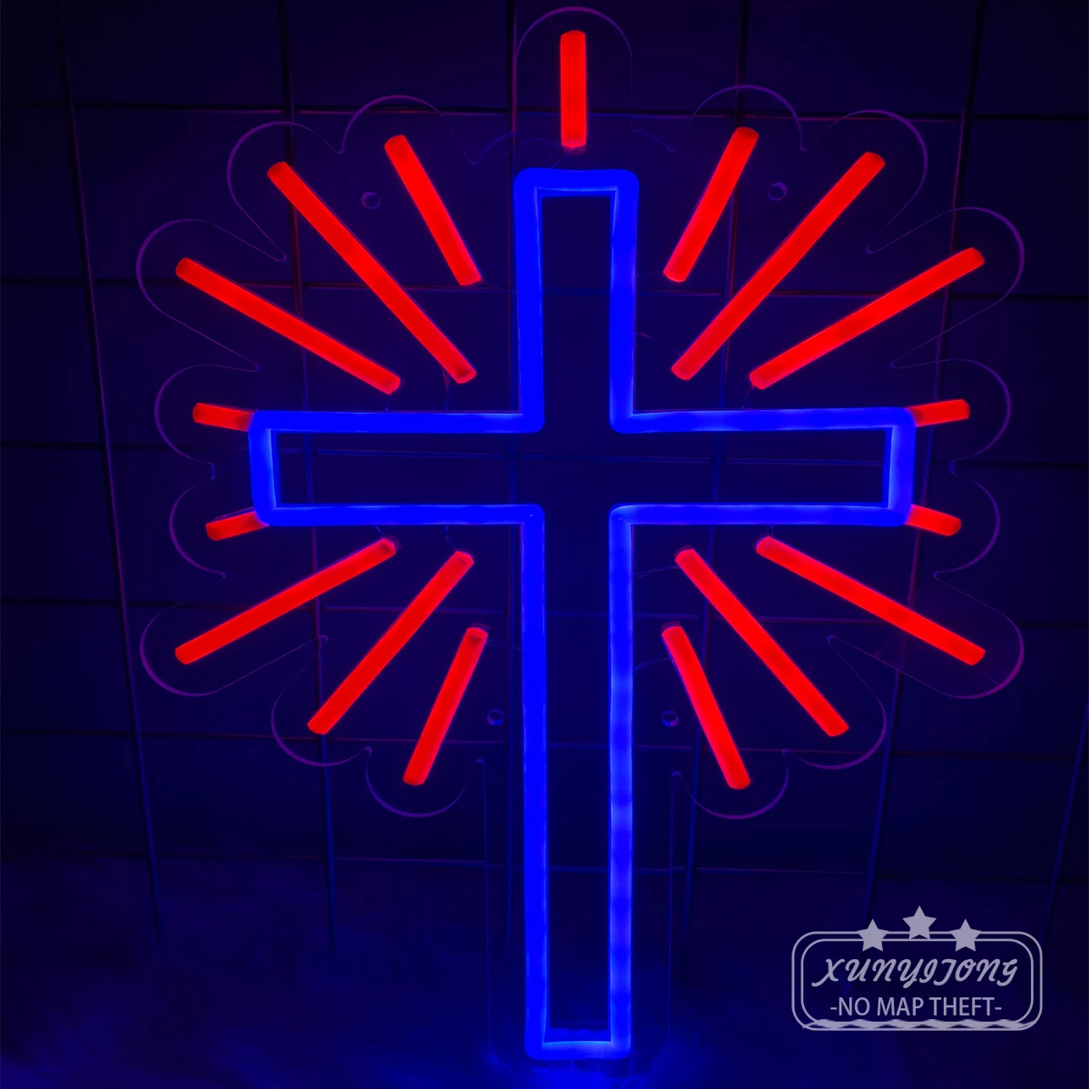 The cross shape neon lamp is suitable for the festive atmosphere hall decoration Halloween room atmosphere neon lamp