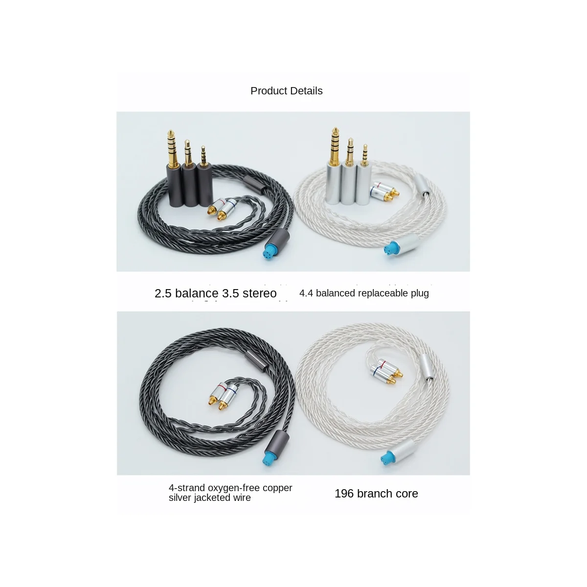 アップグレードケーブル3in1シルバーメッキie300 ie600 ie900mmcxブラックグレー用