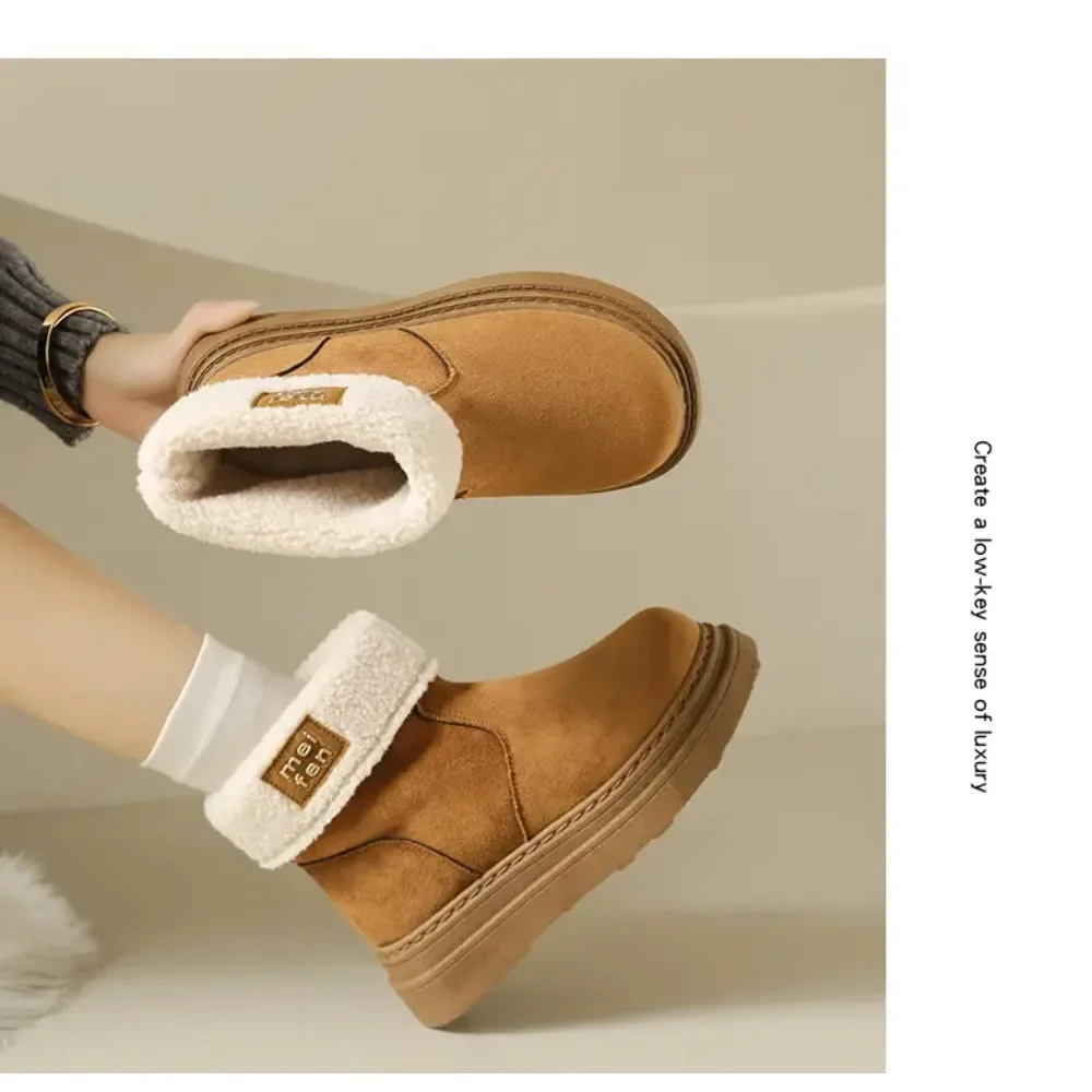 

2026 New Fashionable Bow Round Toe Elegant Snow Boots Winter Flat Wear-resistant Soft Students Plus Velvet Warm Women's Shoes