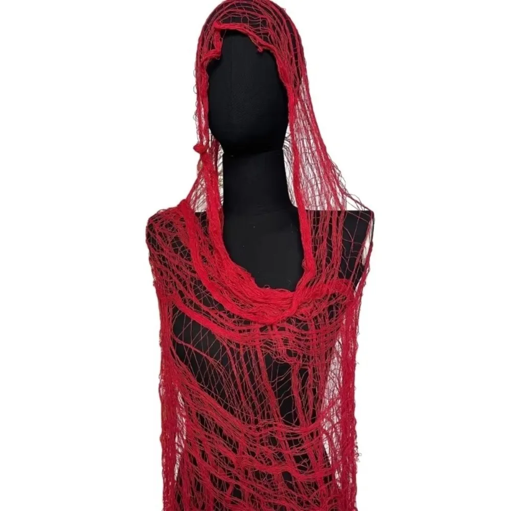 

Lightweight Trendy Distressed Scarf Mesh Hole Casual Shoulder Wrap Solid Color Ragged Shawl Travel Accessory