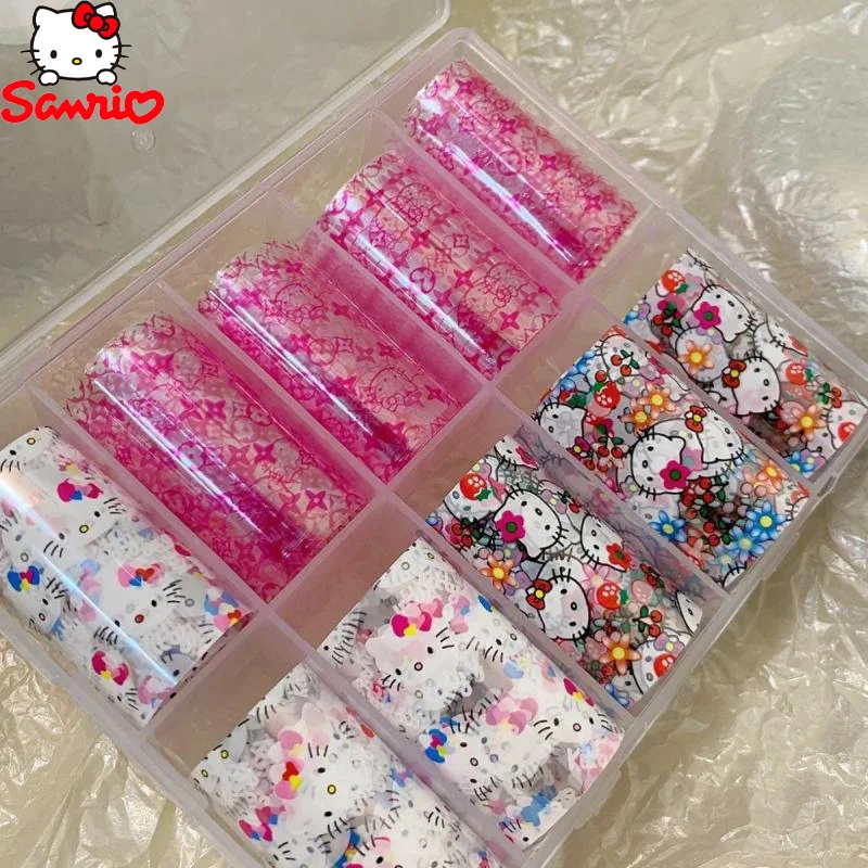 Kawaii Sanrio Hellokitty Transfer Paper Thai Cool Hot Girl Kitty Nail Art Transfer Paper French Kitty Cat Nail Art Stickers Gift