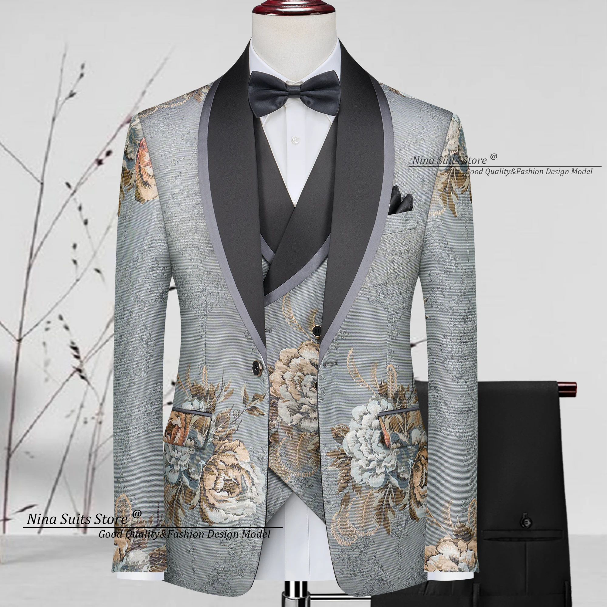 Nina Store Luxury Peony Jacquard Suit