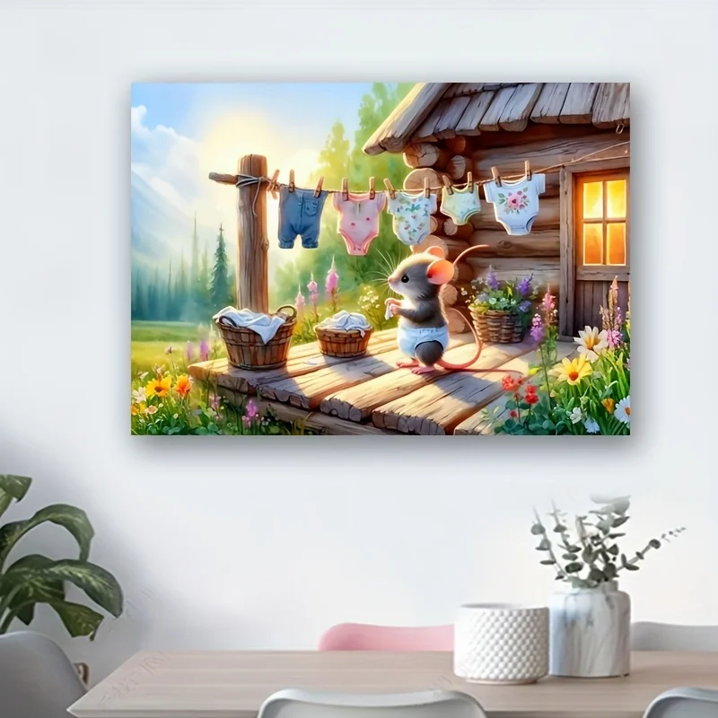 

1000pcs Cottagecore Mouse & Floral Puzzle - Mouse-Themed Jigsaw with Lush Greenery & Flowers, Portable Rectangular Art Suitabl