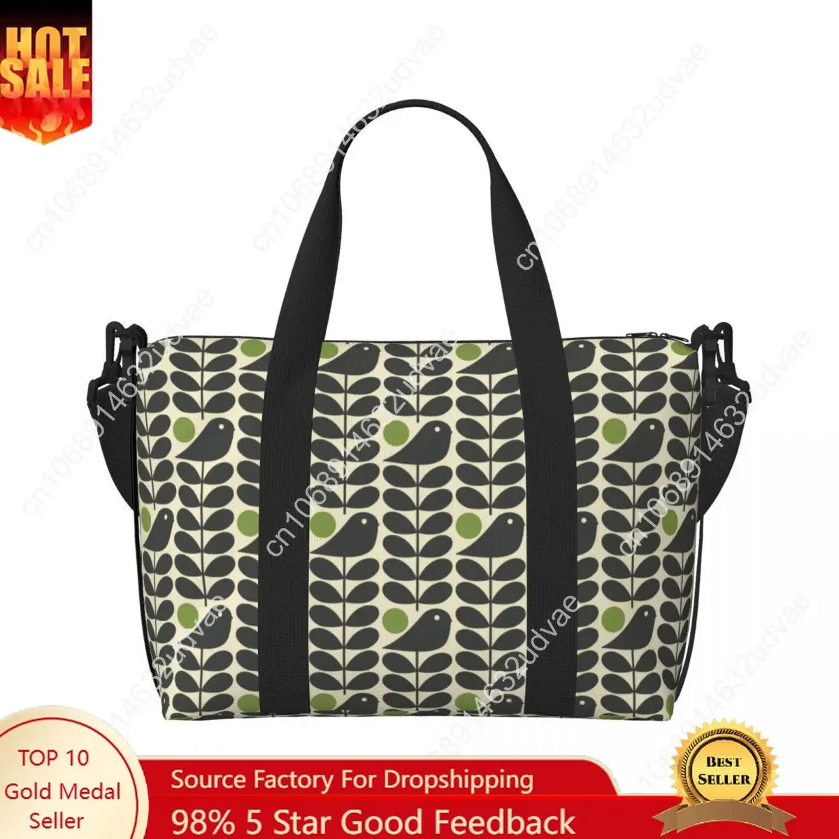 Custom Orla Kiely Dark Color Groceries Tote Shopping Bags Women Large Capacity Scandinavian Flower Scandi Retro Gym Beach Bags