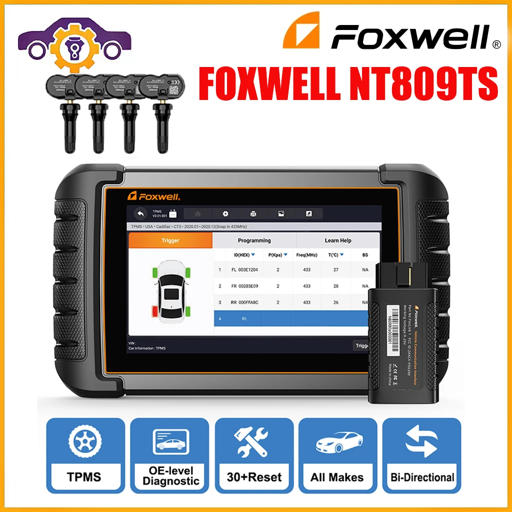 

FOXWELL NT809TS Инструмент для программирования TPMS Все системы Диагностическое двунаправленное управление 30+ Сброс OBD2 Bluetooth Автомобильный сканер