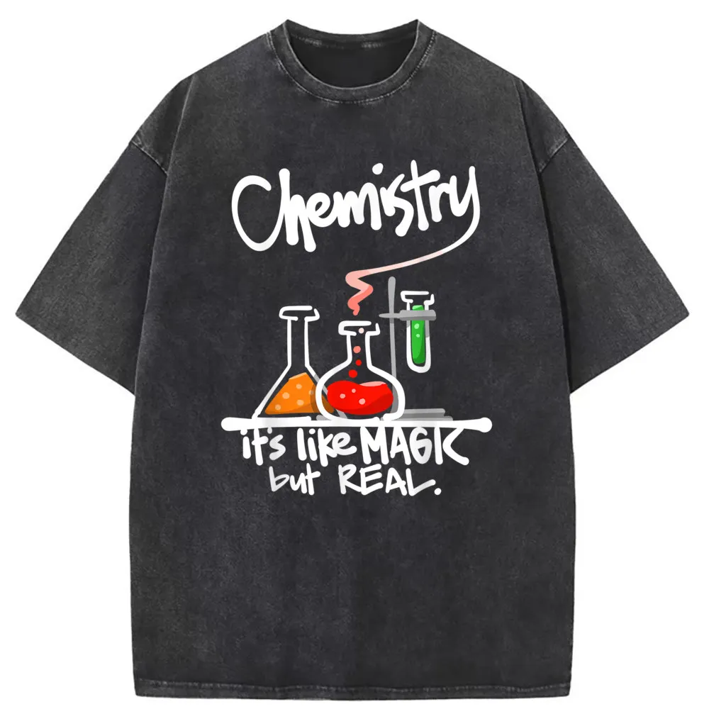 

Chemistry Tshirt Retro Casual Sweatshirts Mens Tshirt Washed Long Sleeve Father Day Summer Sportswears