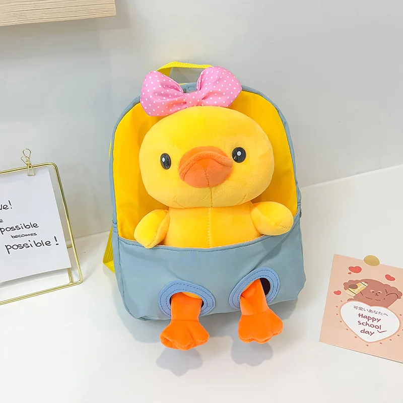 Creative Kindergarten Cartoon Cute Duckling Plush Schoolbag New Removable Kids Doll Shoulder Bag Cute Duck Load Reduction Bag