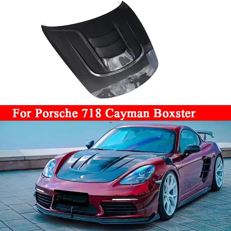 

For Porsche 718 Boxster Cayman Carbon Fiber Hood Forged carbon Engine Cover Hood Car Headliner Hood Cover Upgrade body kit