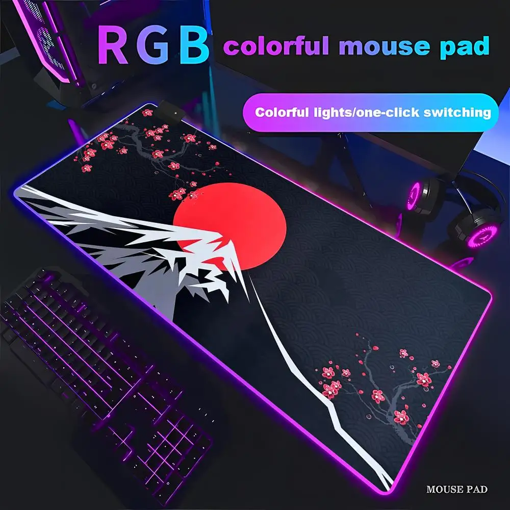

HYBXAXC Design of Cherry Blossom and Red Moon Accessories Lock Edges Perfect for Office and Pad Animation RGB Gamer LED Light