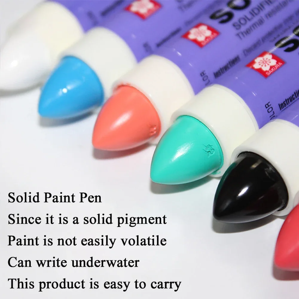 6Pcs Sakura Solid Paint Pen XSC Industrial Metal Marker Pen Resistant To High Temperature Waterproof Construction Permanent