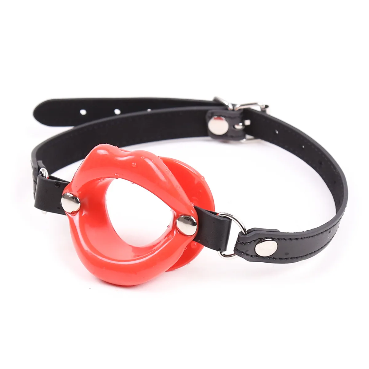 PU Leather Silicone Mouth Ball BDSM Bondage Lips Ring Open Gag Ball Adult Slave Erotic Sex Toy For Couples Toys Mouth Gag Games