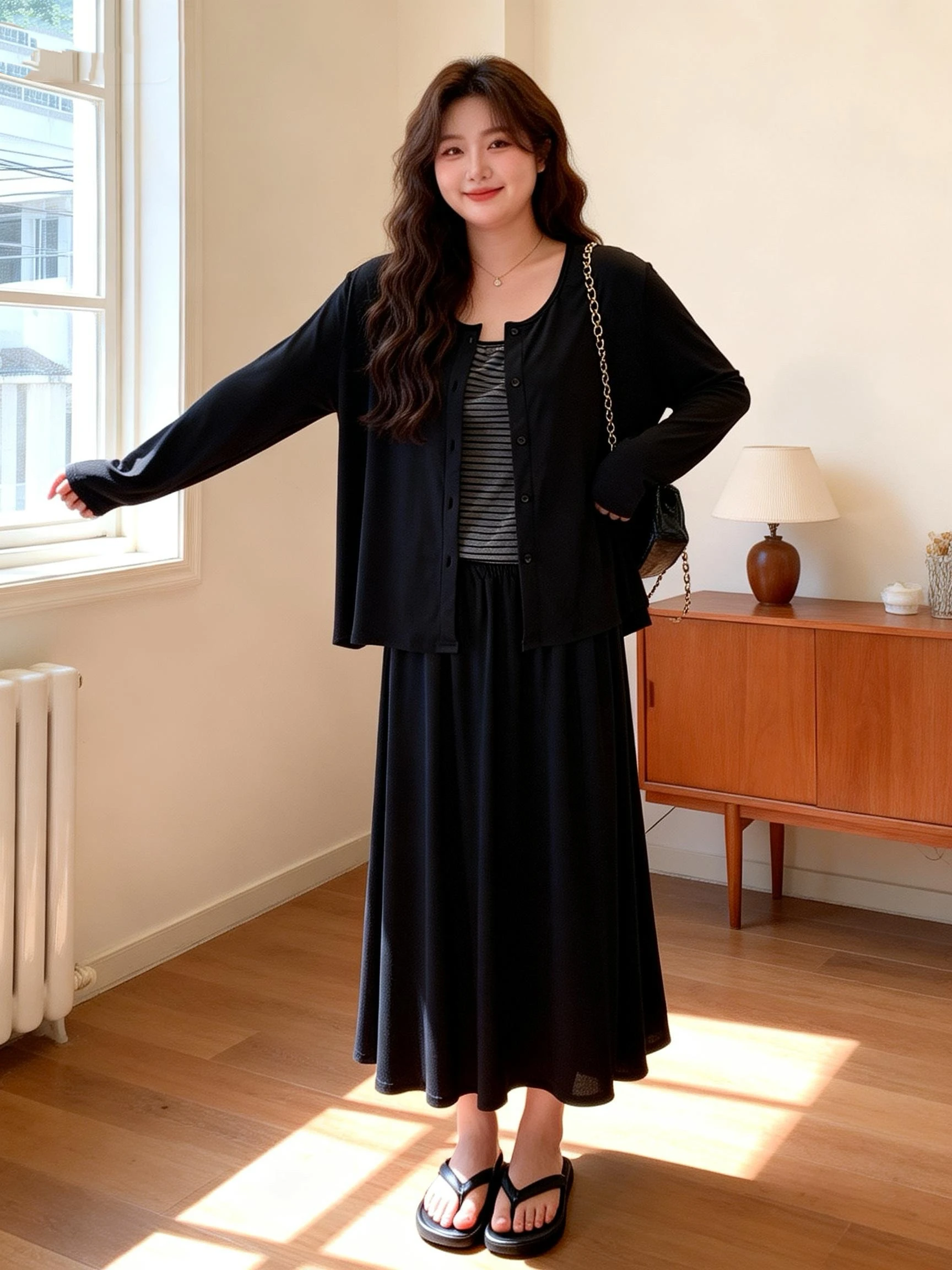 

Lazy Sle Tee-Piece Set for plus Size Women Early Spring Vest Cardigan f Skirt Slimming Effect Casual Faion Ensemble