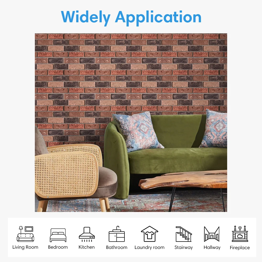 10/20pcs 3D Faux Brick Peel and Stick Wall Panels, Waterproof PVC Wall Stickers, Easy to Install, Home Wall Decor image 6