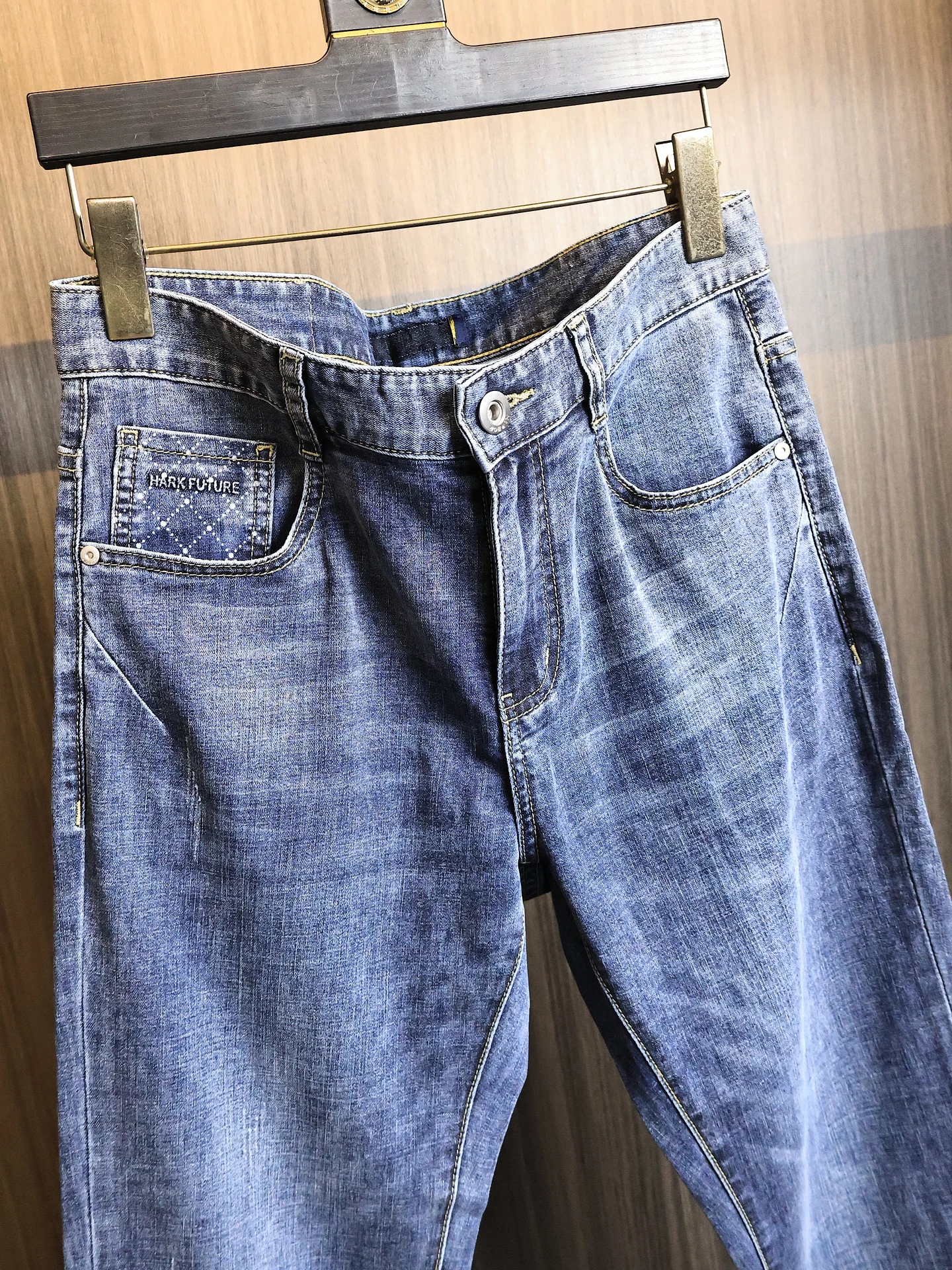 Fall Men's Straight Leg Jeans Washed Skin-friendly Faded Modern Style Fashionable Casual Cotton Blend Elastic Waist Jeans