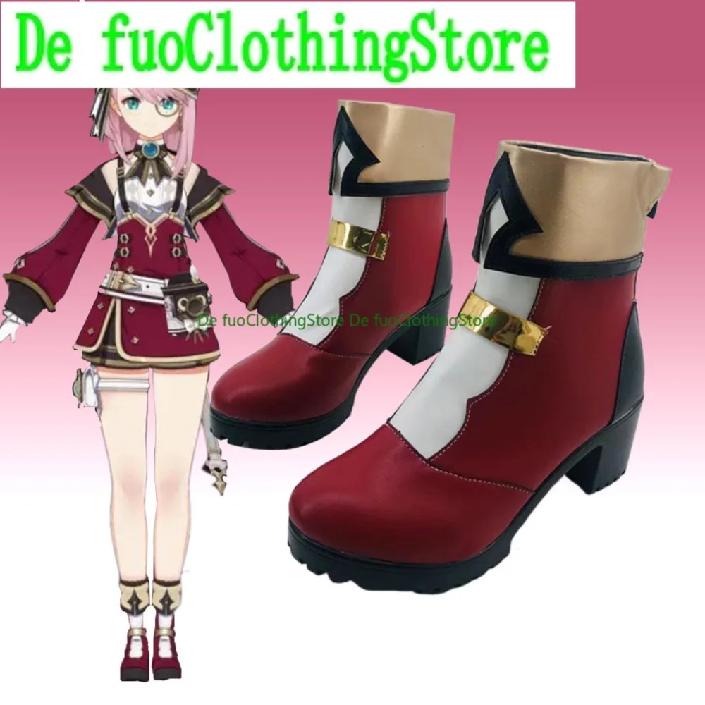 DefuoClothing Genshin Impact Charlotte Buty do Cosplayu Anime Gra Buty i Kozaki do Odgrywania Ról na Halloween