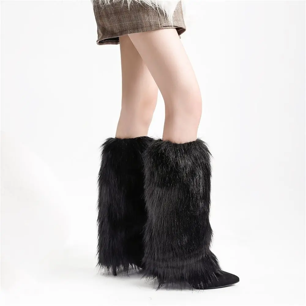 Casual Y2k Imitation Fur Leg Warmers JK Retro Plush Stockings Footcover Spicy Girl Long Stockings Fall Winter