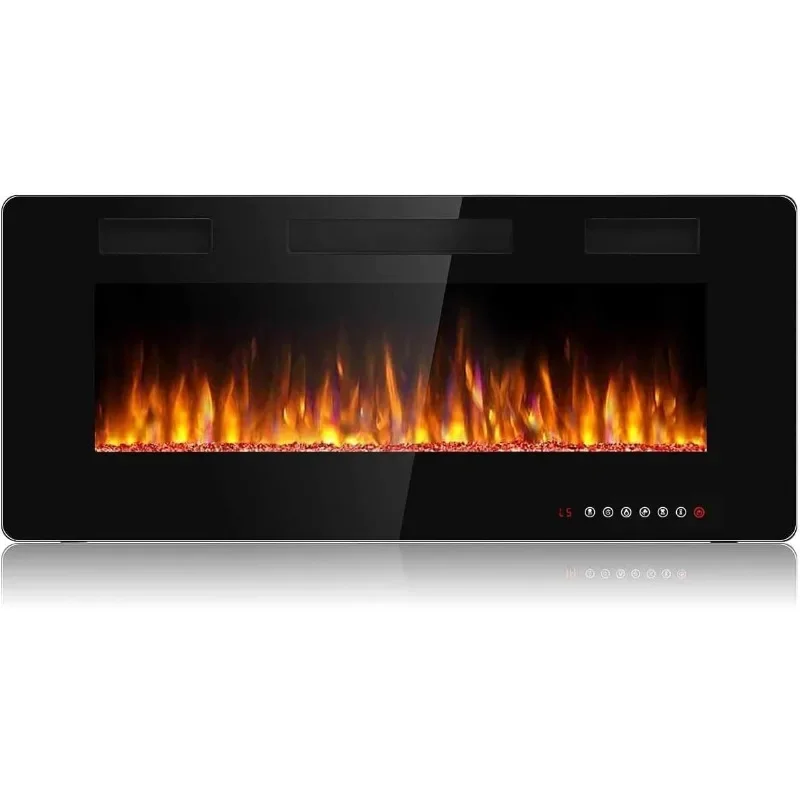 BOSSIN 42 inch Ultra-Thin Silence Linear Electric Fireplace, Recessed Wall Mounted Fireplace, Fit for 2 x 4 and 2 x 6 Stud