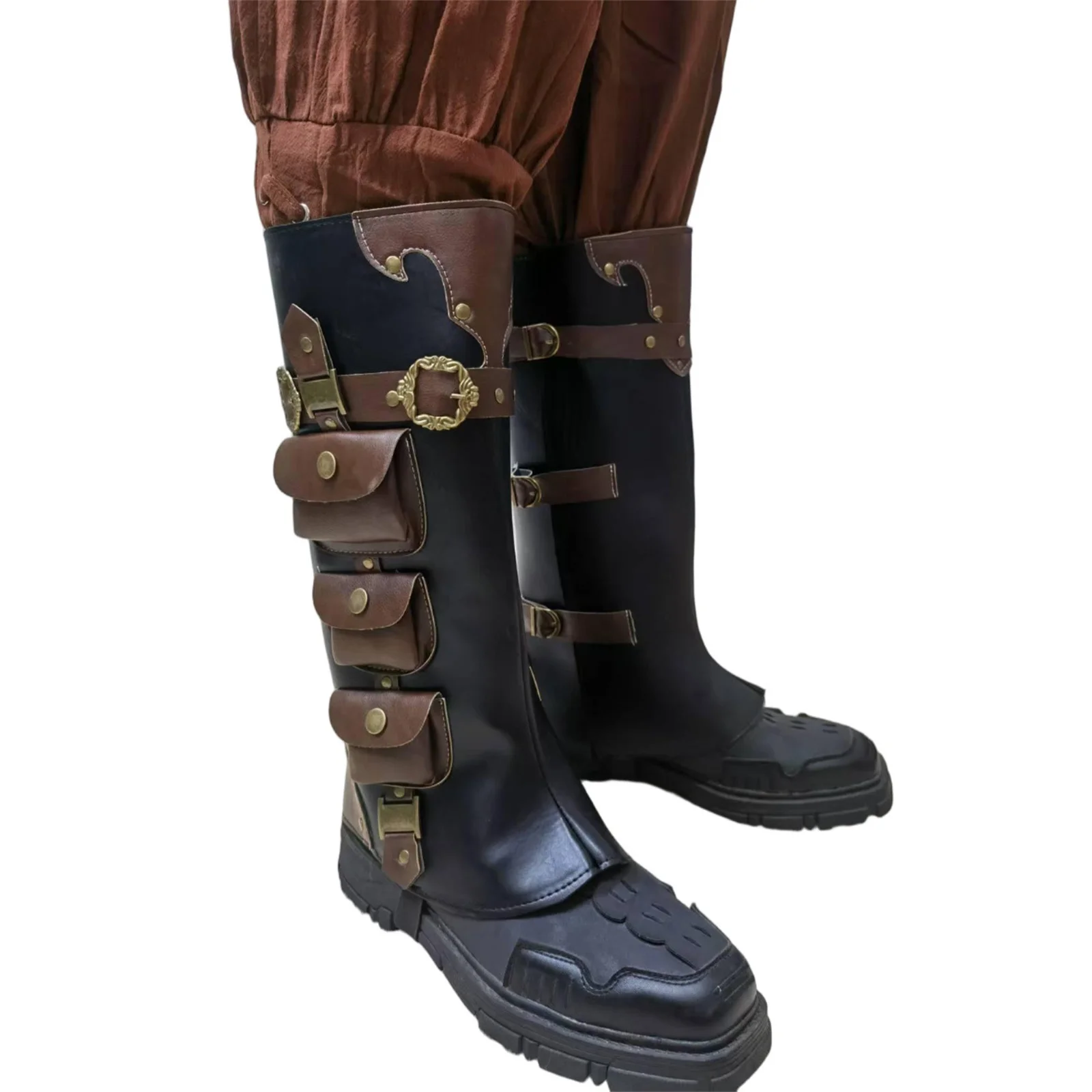 Cubierta de botas Steampunk medievales para hombre, mallas góticas vikingas piratas, accesorios, cubierta de bota renacentista de Halloween