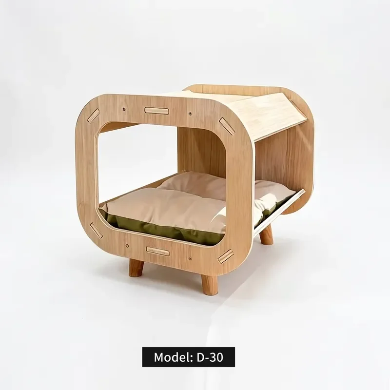 Custom OEM Solid Wood Cat Treehouse Combination Indoor Wooden Climbing Tower with Grabbing Board Pet Furniture