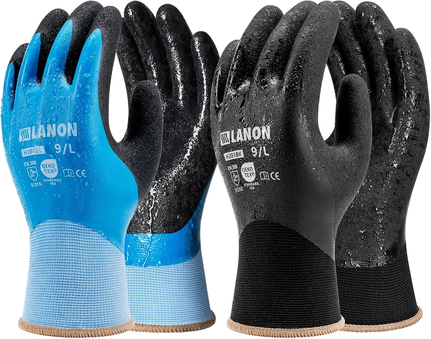 

Waterproof Work Gloves for Men and Women, Double Rubber Coated, Non-Slip Grip for Gardening, Outdoor Construction