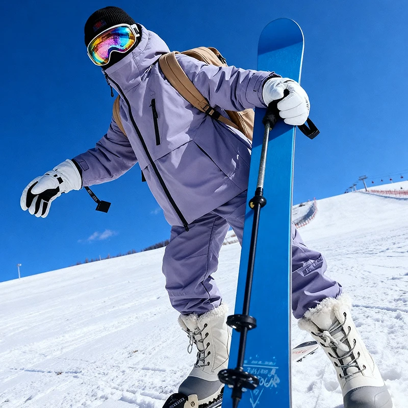 ملابس تزلج للأطفال، بدلة تزلج شتوية علوية + سفلية للأولاد على الجليد، بدلات تزلج للفتيات، سترة تزلج مقاومة للرياح للأطفال سراويل ثلج #3