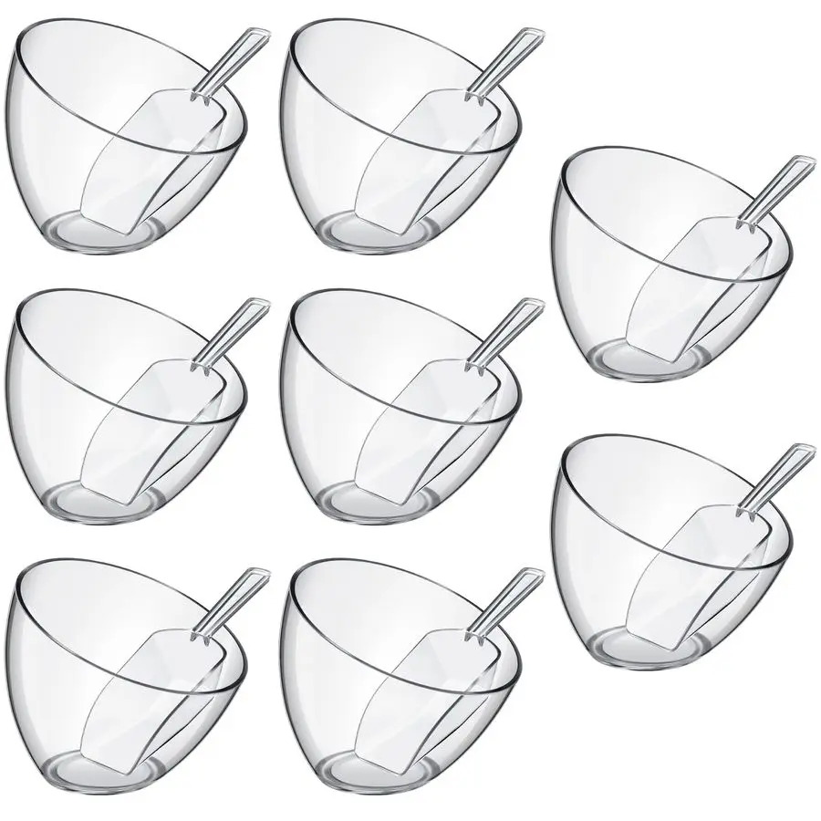 

16 Pcs Serving Bowls Kit Include Clear Plastic Bowls for Parties and Popcorn Measuring Scoops Acrylic Plastic Kitchen Angled Can