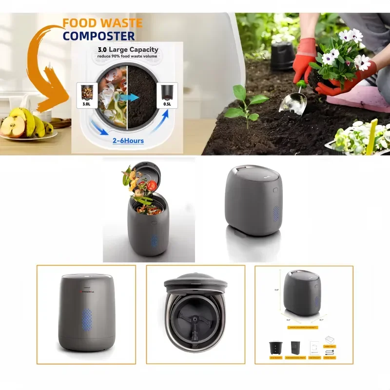 Electric Food Waste Composter 3.5L Automatic Kitchen Garbage Disposal Machine Quiet Deodorizing Eco Friendly Home Appliance