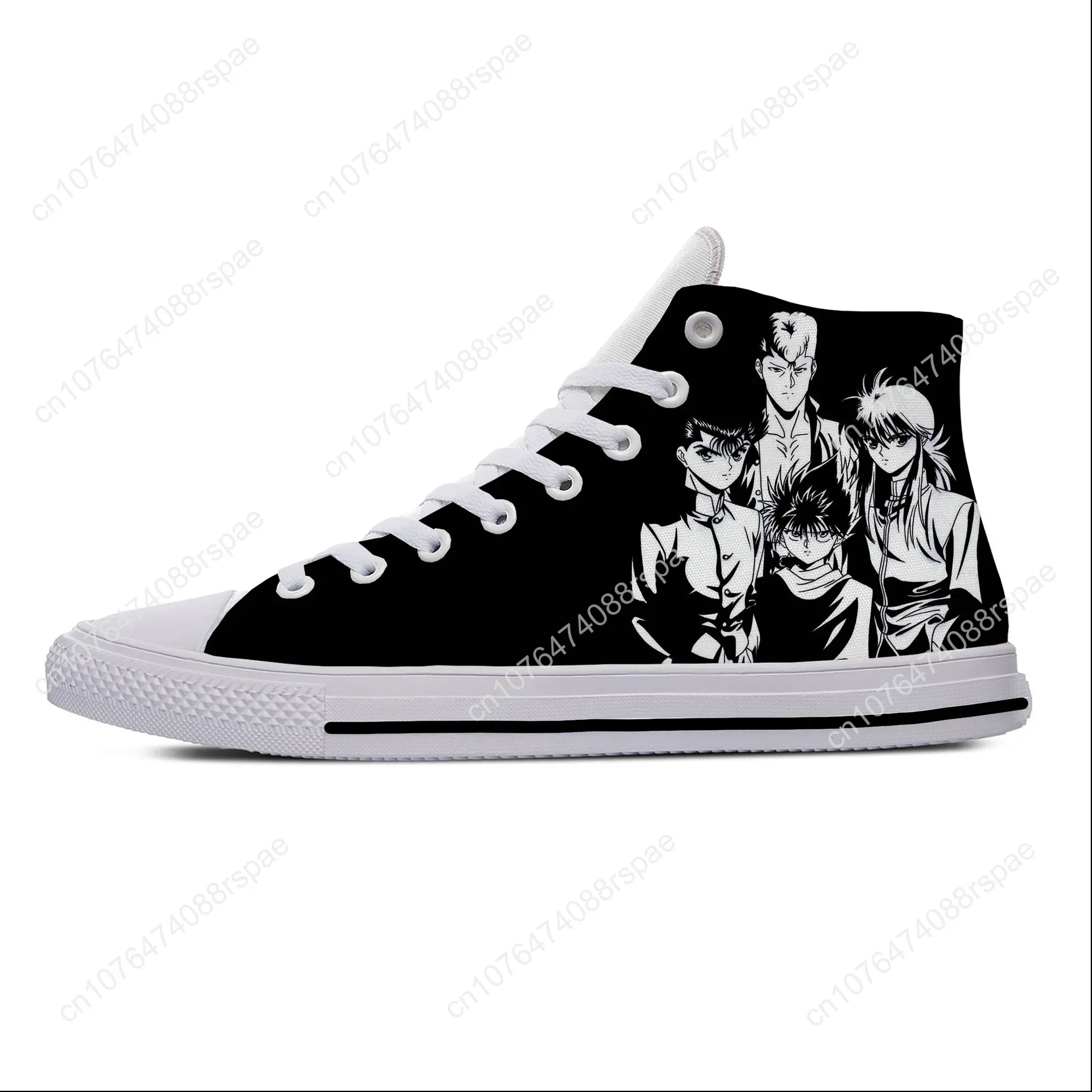 Japanese Anime Manga Cartoon Yu Yu Hakusho Funny Casual Cloth Shoes High Top Lightweight Breathable 3D Print Men Women Sneakers