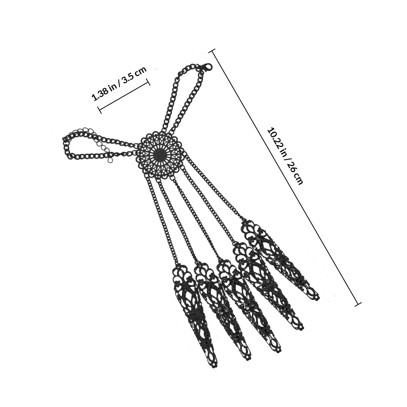 Gothic Finger Nail Tips Bracelet Chain Nail Jewelry Cosplay Party Belly Dancing Performance Accessory Finger Nails Jewelry