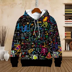 New Science Formula Math 3D Print Hoodies Men Long Sleeves Tops Students Pullover Cartoon Hoodie Streetwear Autumn Sweatshirts