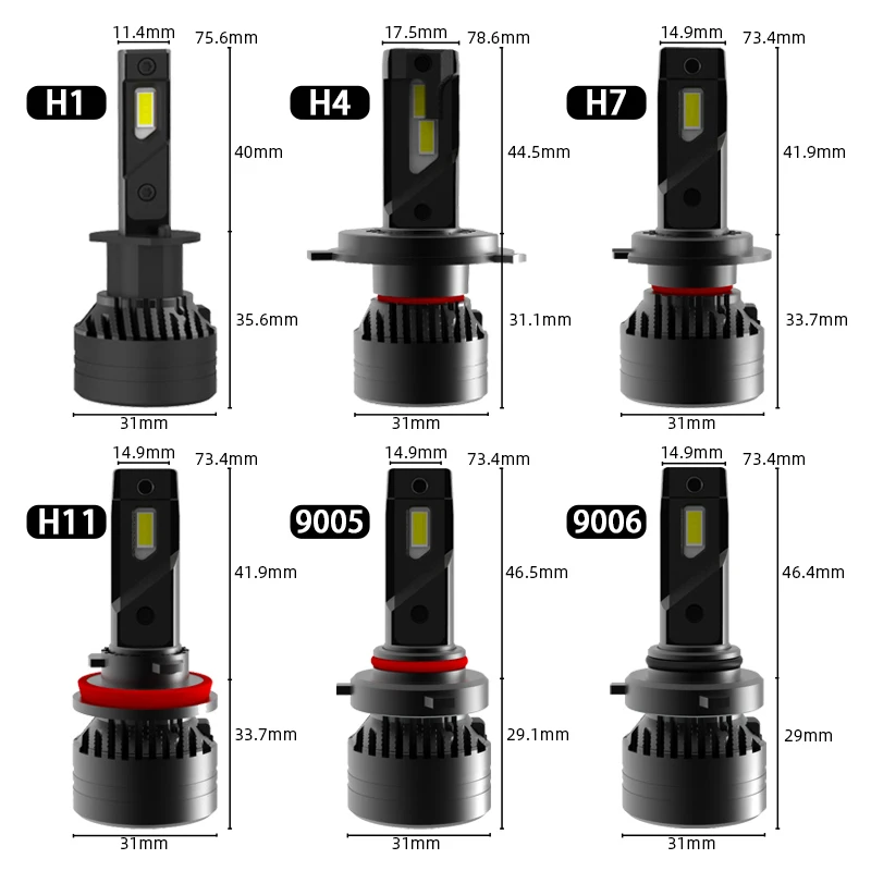 Faro Led de alta potencia para coche, Bombilla Turbo, Canbus, 20000LM, F3, 90W, H7, H1, H4, H8, H11, 9005, 9006, 9004, Hb3, 9007, H13, 9012, 2 uds.