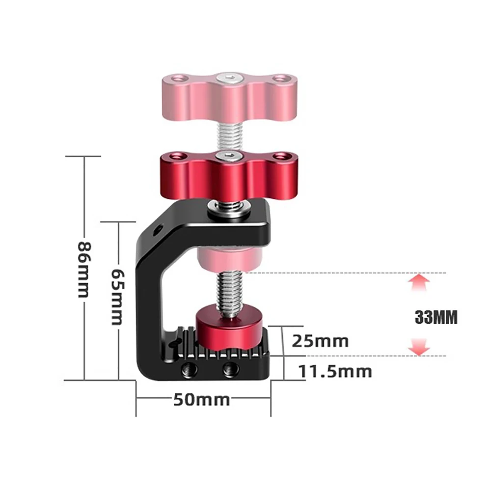 Multi-function C-Clamp Camera Mount Holder for Desktop, Monopod, Tripod Replacement, Photography Accessories