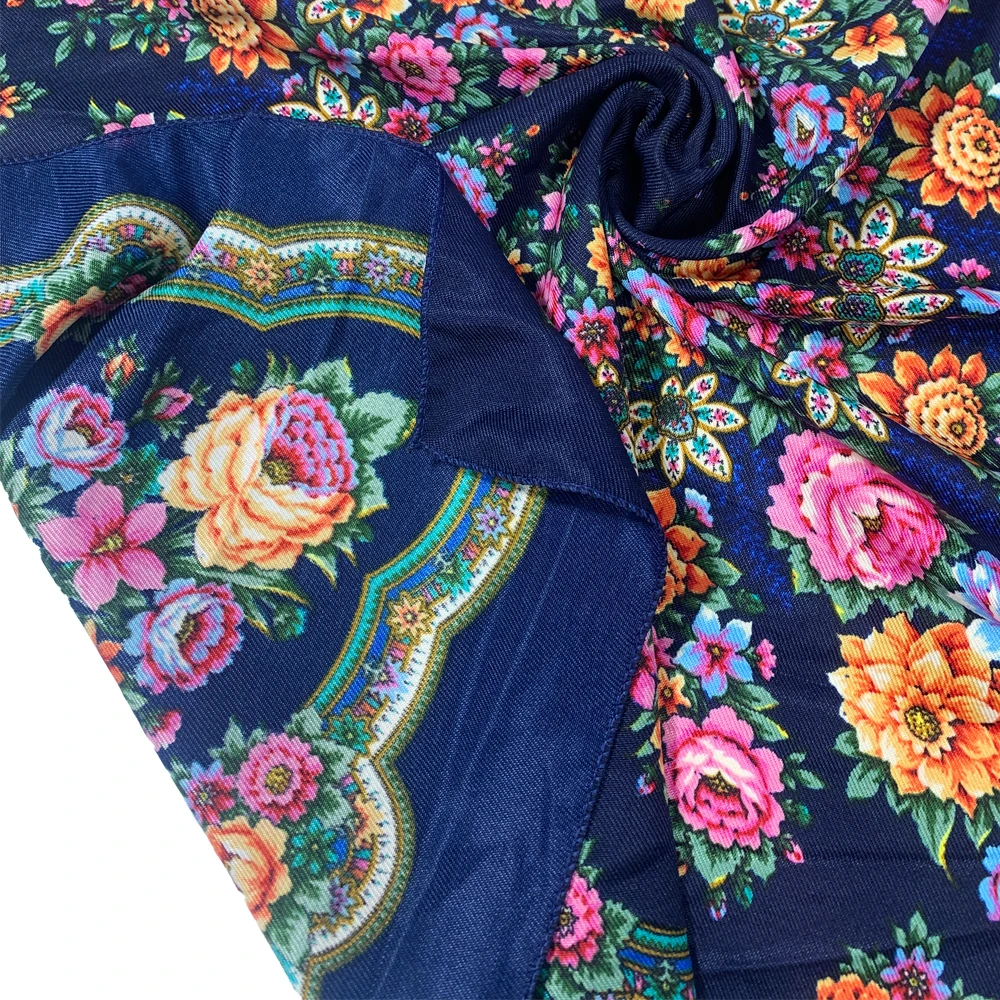 70*70cm Russian Floral Print Scarf Women Square Bandana Headband Scarves Ethnic Shawl Babushka Handkerchief Head Wraps