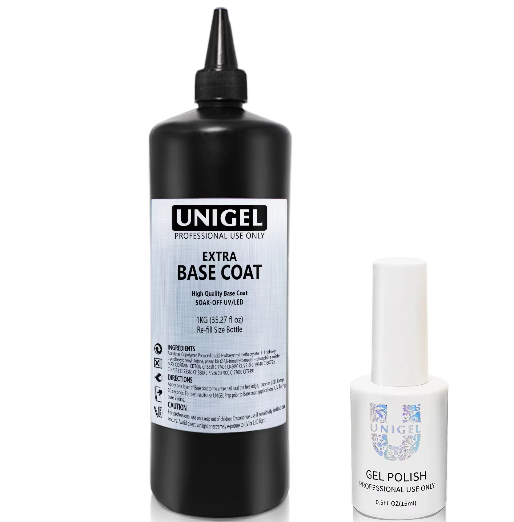 

Unigel 1KG Gel Nail UV Polish Wholesale Rubber Base Coat Top Coat Gel for Nail Art Soak-off 1 Liter