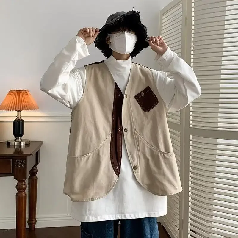 

Vintage Hong Kong Style Cargo Vest Men's Women's Loose Sleeveless Couple's Trendy Workwear Jacket​