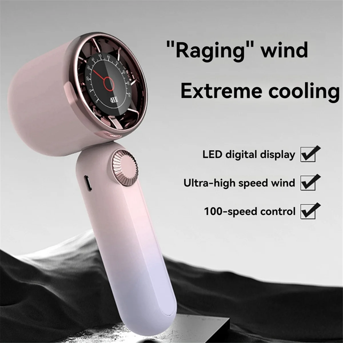 Handheld High -Speed Dial Fan Portable Leaf -Free Turbine High -Speed Handheld Small Fan Intelligent Number Showing Fan