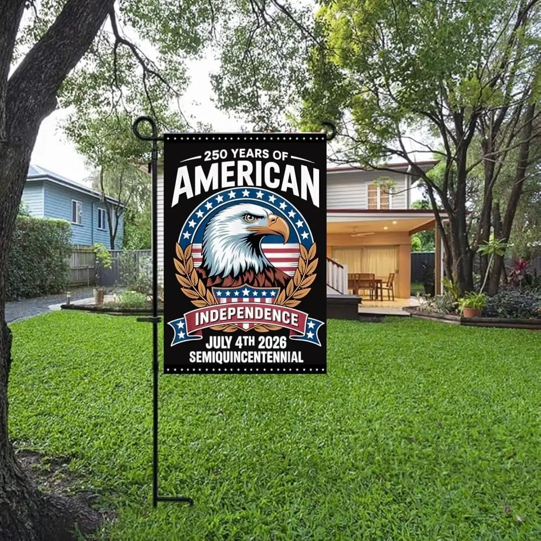 250 Years Of Independence Garden Flags 12X18Inch, Double Sided 3Ply, ,Semiquincentennial 4th July Flag,250th Birthday Banner KZA