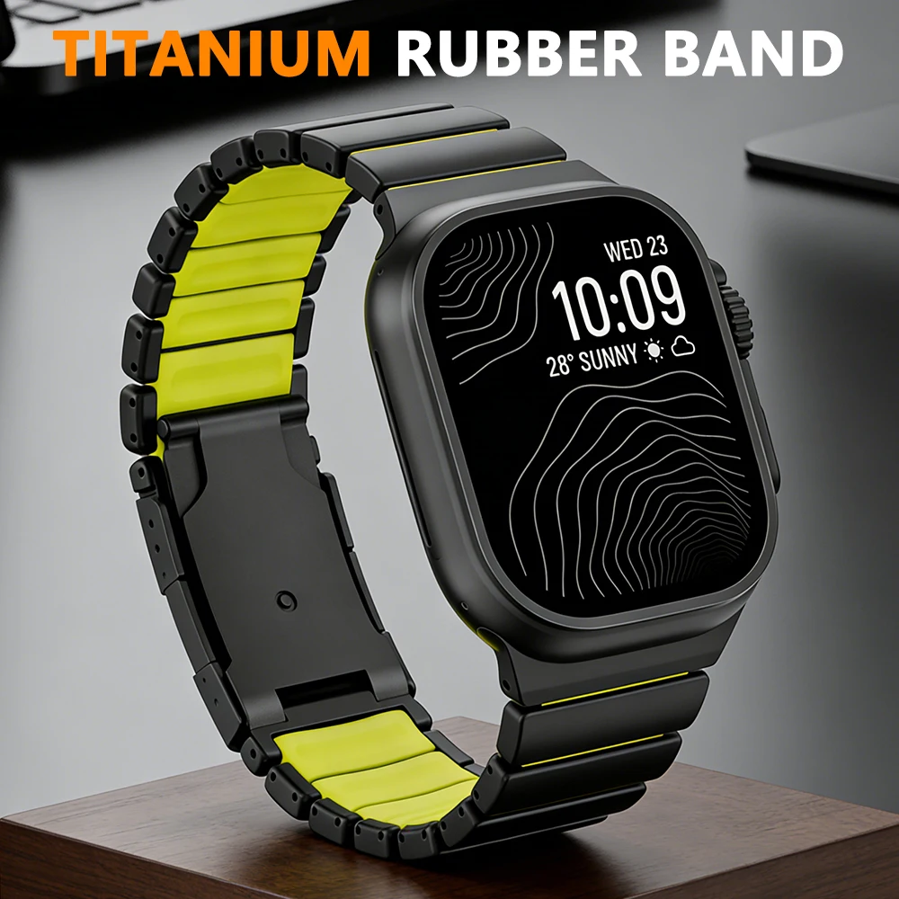 

Роскошный металлический ремешок для Apple Watch Band Ultra 3 49 мм, 46 мм, 45 мм, 44 мм, титановый браслет для iWatch 11, 10, 9, 8, 7, 6, 5, 4, SE3, ремешок
