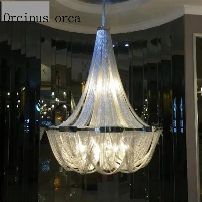 Nordic luxury tassels aluminum chain lights personalized atmosphere villa duplex building, living room Chandelier Postage free