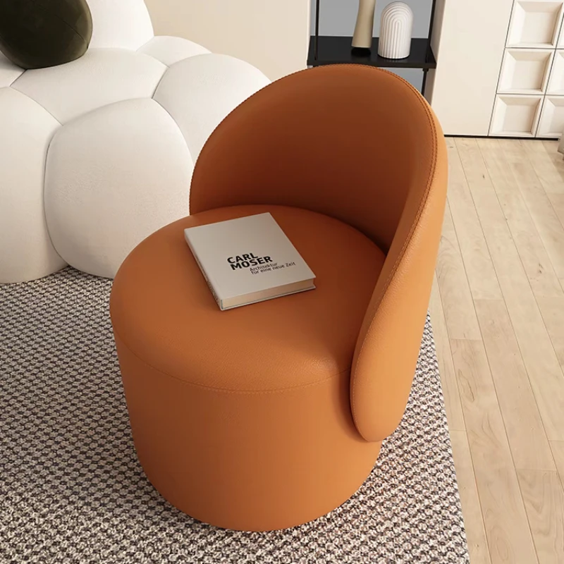 Comfy Nordic Chair Makeup Stool Leather Rotating Living Room Mobile Vanity Chair Modern Bedroom Tabouret Coiffeuse Furniture