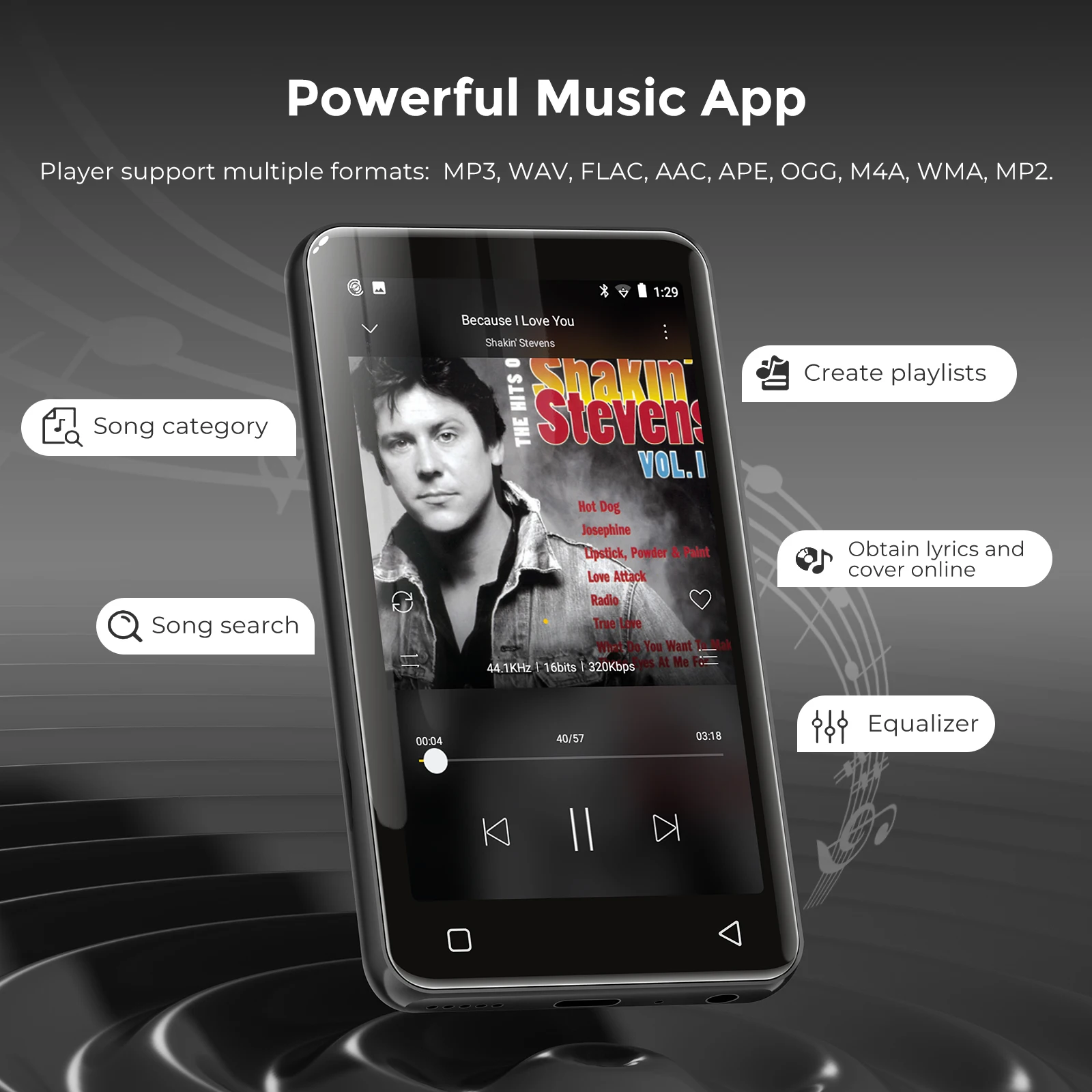 مشغل MP4/MP3 محمول ومكبرات صوت بلوتوث وواي فاي، مشغل صوت رقمي يدعم سبوتيفي، ديزر، راديو السيارة، حتى 1 تيرابايت #4