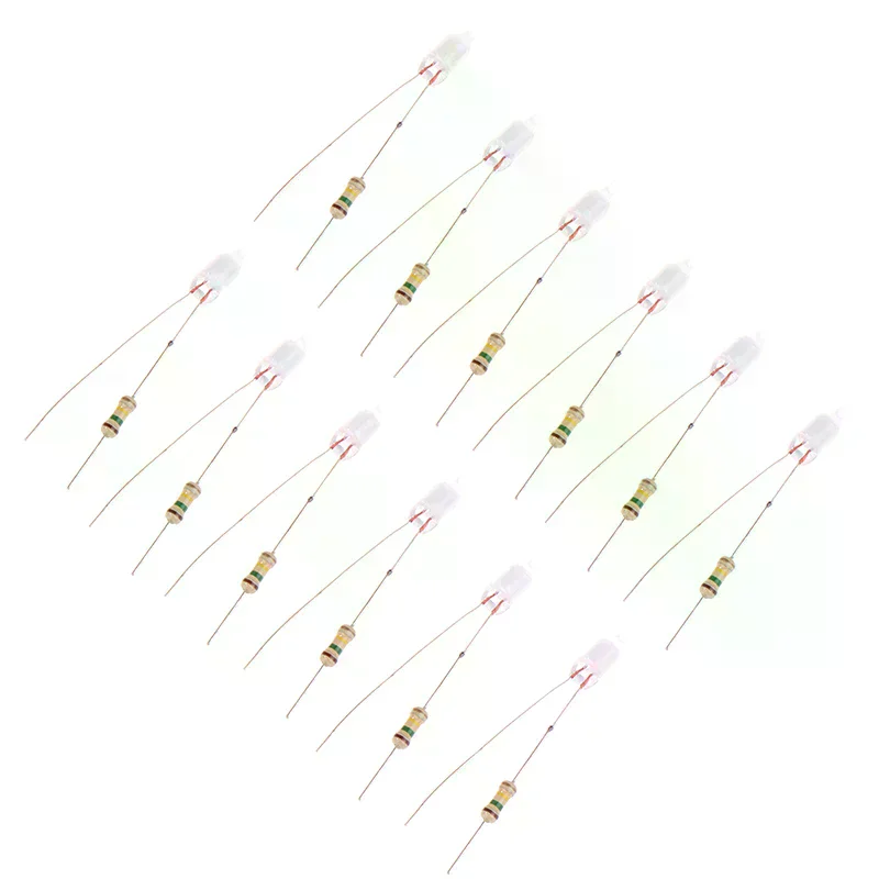 20Pcs Green Indicator Neon Light Sign F4 Neonlight With Resistor 4*10mm Glow Lamp Accessories