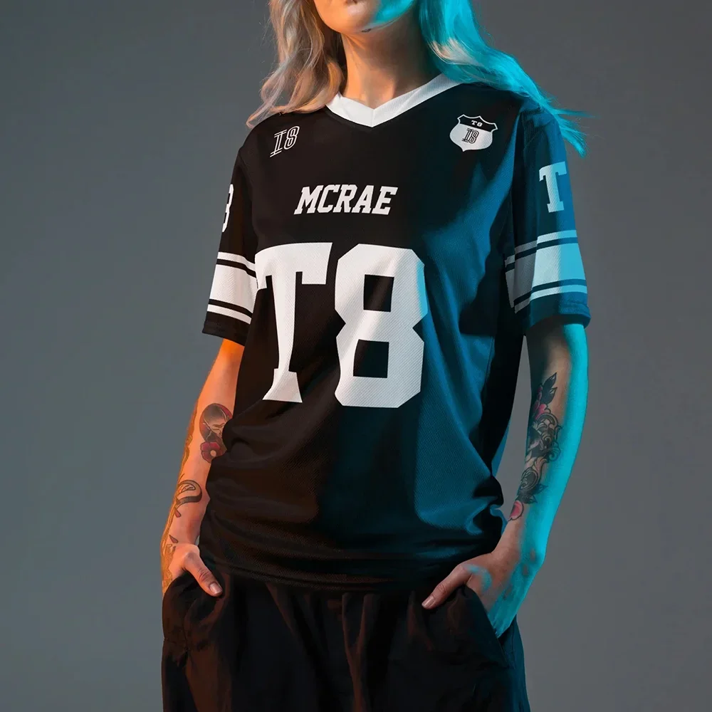 

Tate McRae Jersey 2025 New Spring/Summer Men's and Women's Sportswear T8 McRae Football Jersey V-Neck T-Shirt y2k clothes
