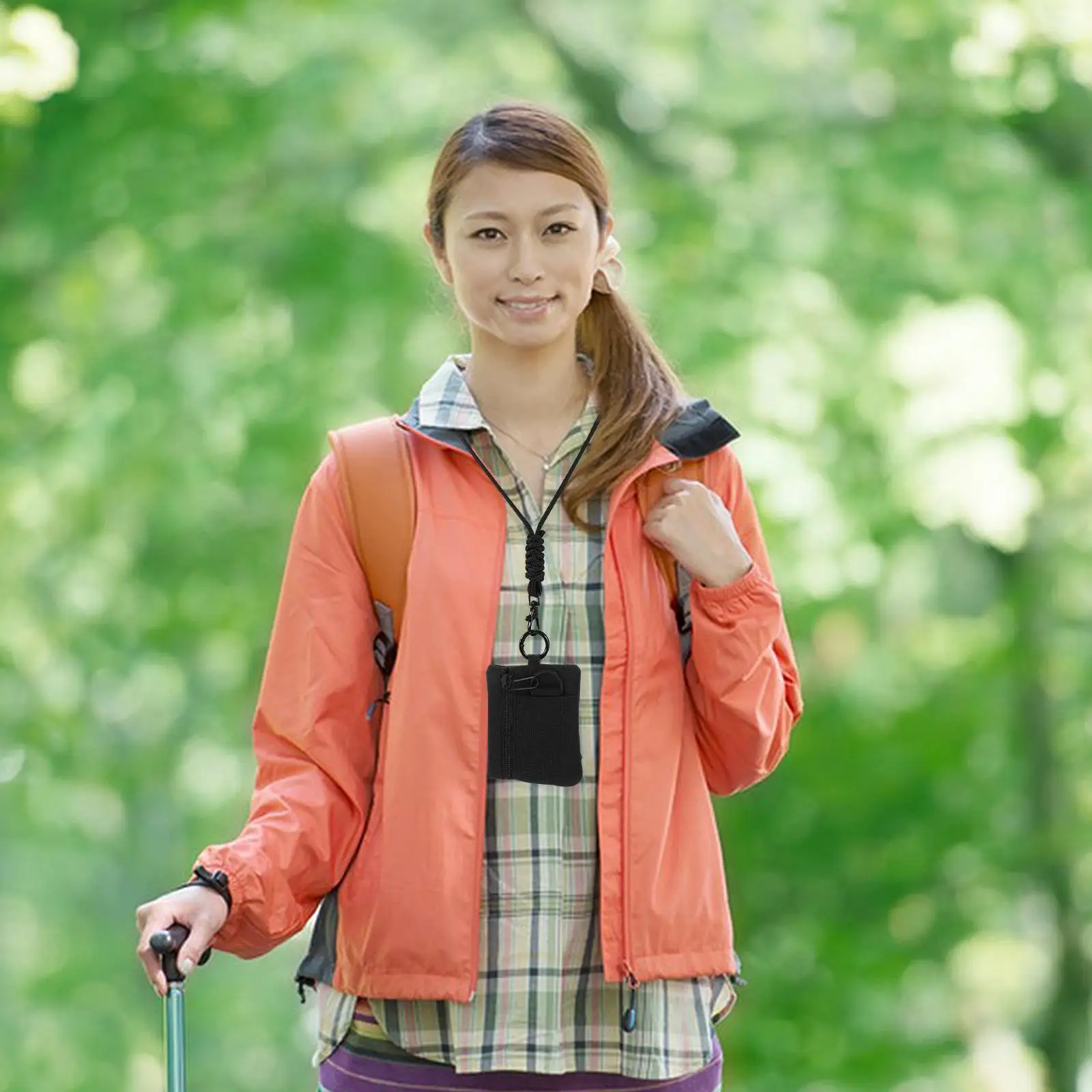 다기능 이어폰 가방 작은 여행 카드 홀더 매달려 블랙 야외 캠핑 동전 주머니 지갑 매는 밧줄 키 체인