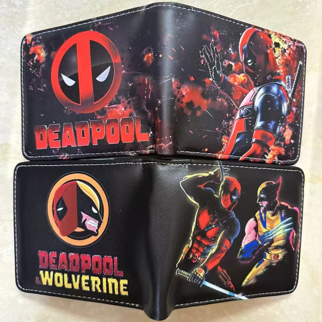 コインポケット付き合成皮革財布,マーベル漫画財布,デッドプール,ウルヴァリン,トレンディ,新品