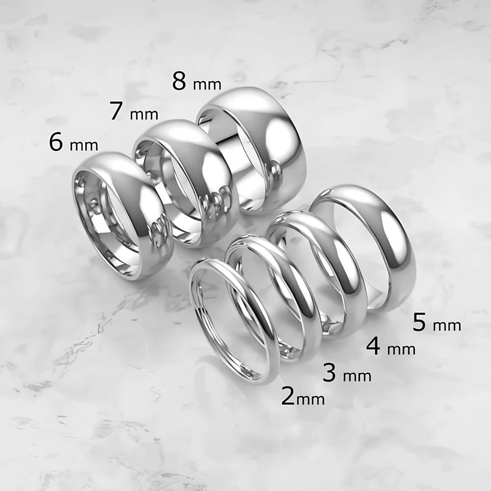Klassischer 8mm Hochglanzpolierter Edelstahl Ehering für Frauen Stapelbarer Jubiläums-Schmuck Geschenk für Ehefrau – Detail 3
