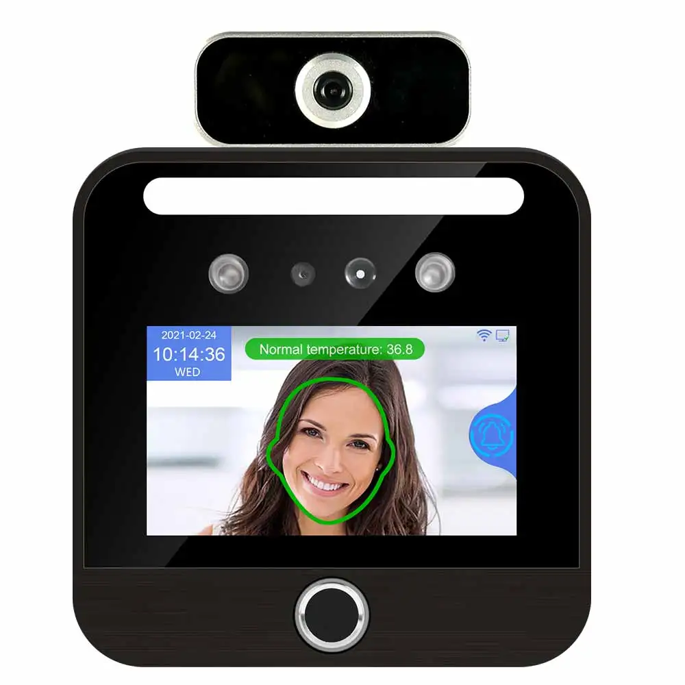 5-Inch Motion Access Control Time Attendance Device Night Vision Fingerprint Face Recognition Door Temperature Measurement