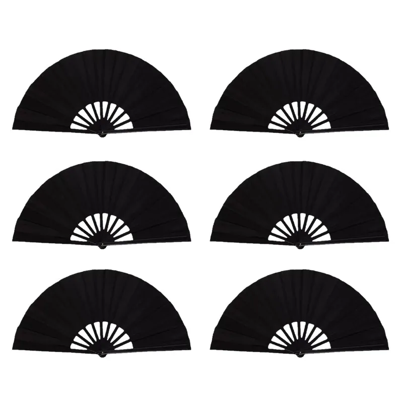 Hand Fans Bulk, 6PCS Large Chinese Folding Fans With Fan Sleeves, Boots On The Ground Clacking Fans For Line Dancing