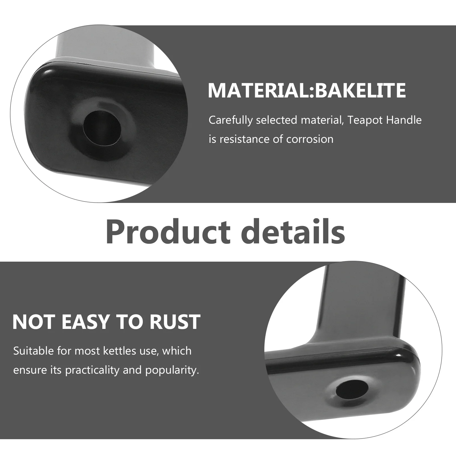 

2Pcs Bakelite Teapot Handle Heat-Resistant Replacement Anti-Scalding Kettle Handle Practical Water Kettle Grip