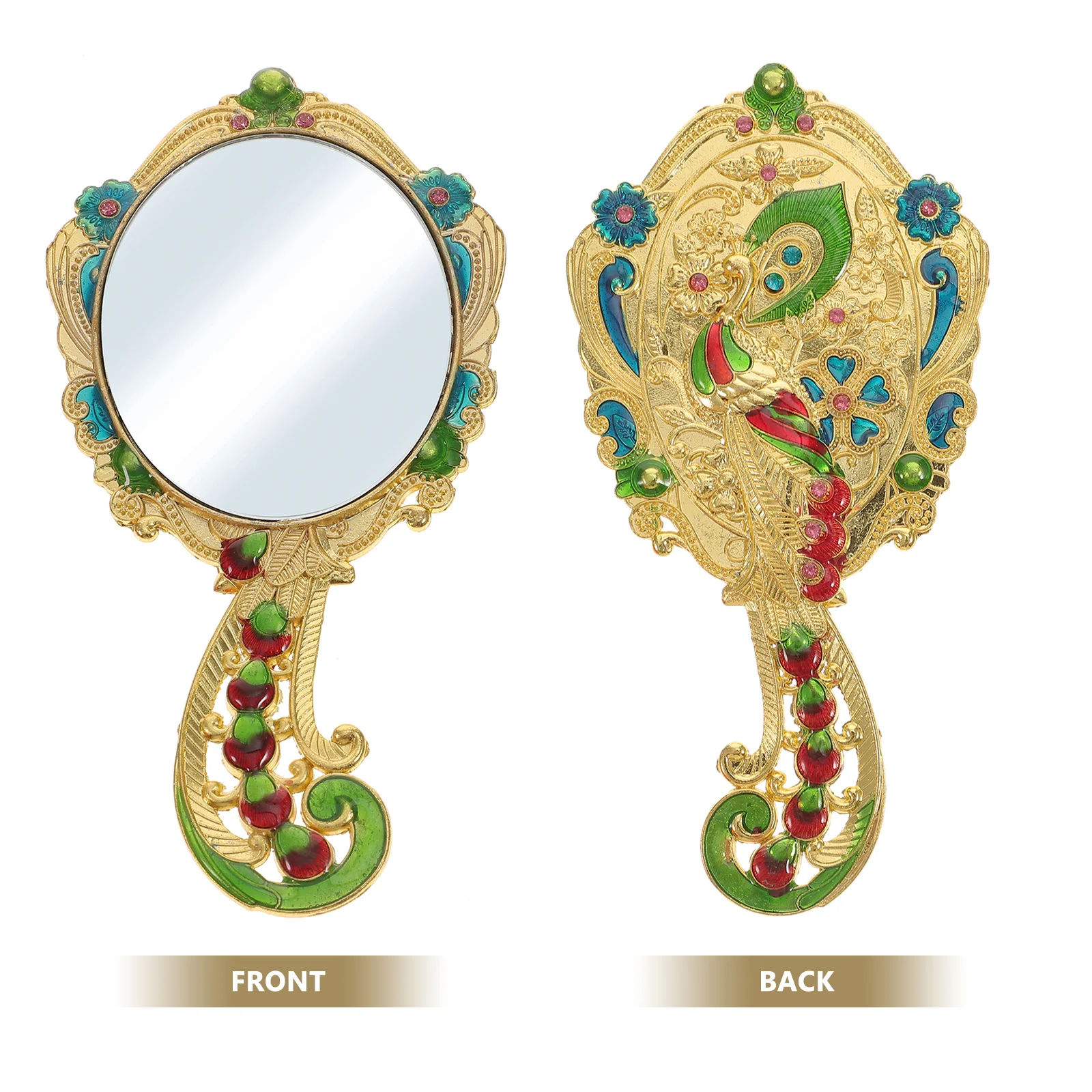 กระจกแต่งหน้าโลหะวินเทจ 2 ชิ้น ชุดกระจกหวีแบบพกพา สไตล์เรโทร อุปกรณ์เสริมสำหรับการเดินทาง โรงเรียน และฟิตเนส